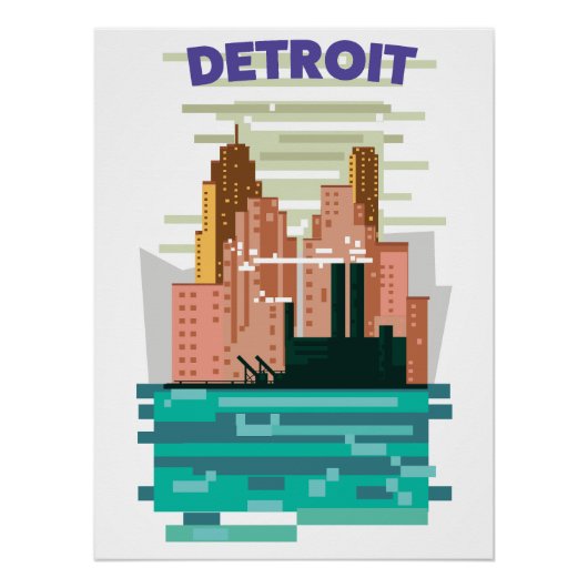 Detroit City skyline travel poster. ポスター (正面)