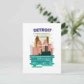 Detroit City skyline travel poster. ポストカード (スタンド正面)