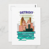 Detroit City skyline travel poster. ポストカード (正面/裏面)