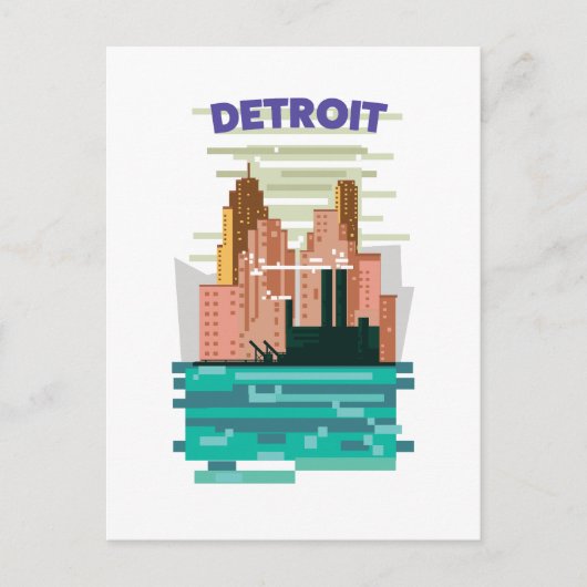 Detroit City skyline travel poster. ポストカード (正面)