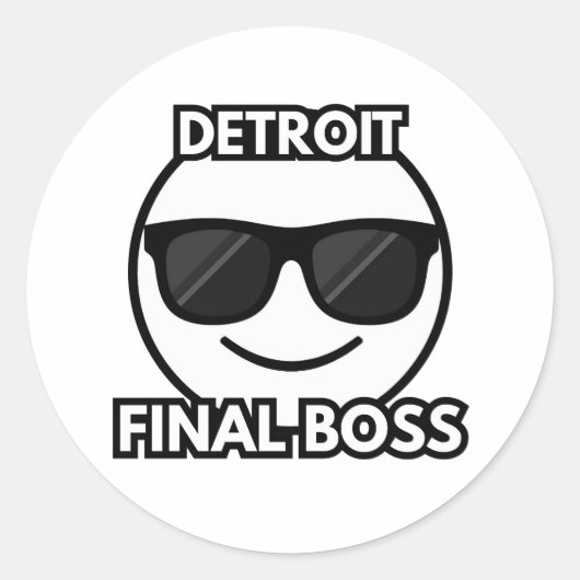 Detroit Final Boss Cool Emoji Sticker ラウンドシール (正面)
