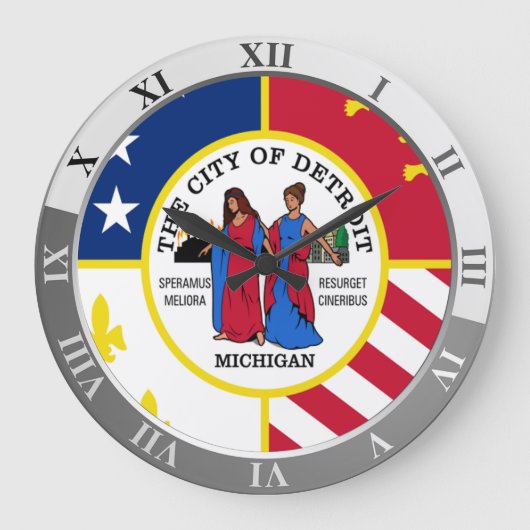 Detroit flag Large Clock ラージ壁時計 (正面)