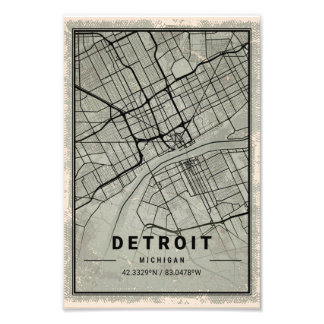 detroit map print poster canvas | michigan フォトプリント           