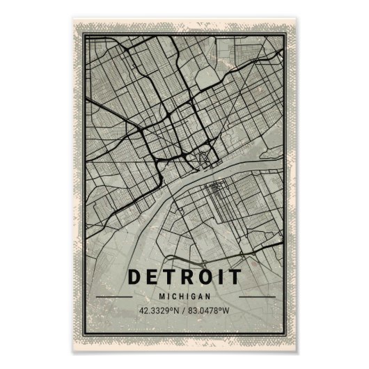 detroit map print poster canvas | michigan フォトプリント            (正面)