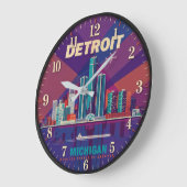 Detroit Michigan ラージ壁時計 (傾斜)