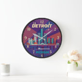 Detroit Michigan ラージ壁時計 (ホーム)