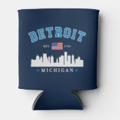 Detroit Michigan Est. 1701 Funny Vintage 缶クーラー (正面)