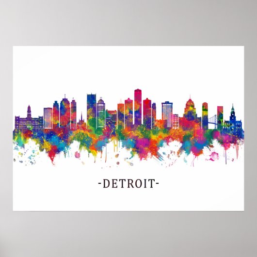 Detroit Michigan Skyline ポスター (正面)