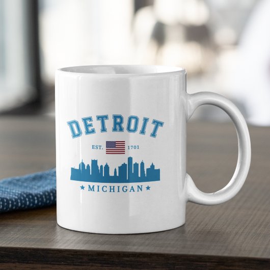 Detroit Michigan U.S.A. Skyline City コーヒーマグカップ