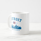 Detroit Michigan U.S.A. Skyline City コーヒーマグカップ (正面左)