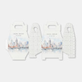 Detroit Michigan Watercolor Landscape Wedding フェイバーボックス (折り畳みなし)