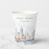 Detroit Michigan Watercolor Landscape Wedding 紙コップ (裏面)