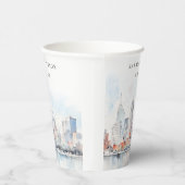 Detroit Michigan Watercolor Landscape Wedding 紙コップ (右)