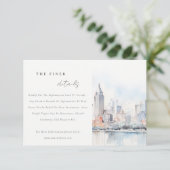 Detroit Michigan Watercolor Scape Wedding Details エンクロージャーカード (スタンド正面)