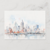 Detroit Michigan Watercolor Scape Wedding Details エンクロージャーカード (裏面)