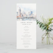 Detroit Michigan Watercolor Scape Wedding Program 招待状 (スタンド正面)