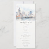 Detroit Michigan Watercolor Scape Wedding Program 招待状 (正面)