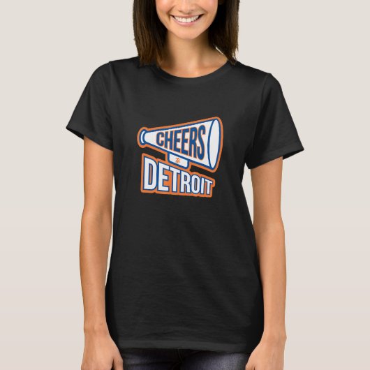 Detroit Navy Blue And Orange Megaphone Tシャツ (正面)