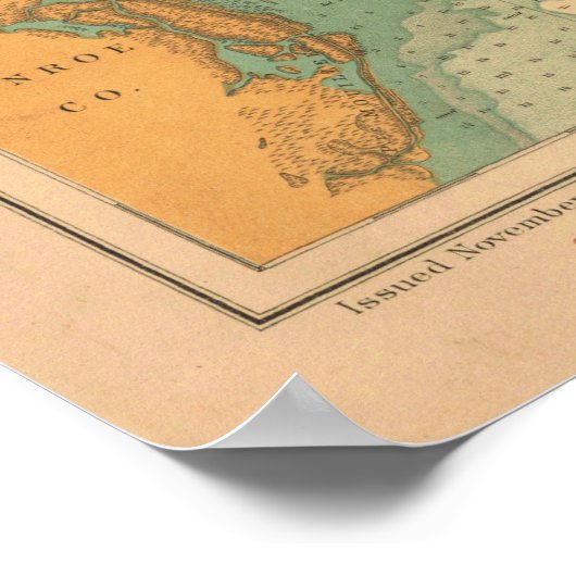 Detroit River Chart Map ポスター (角)