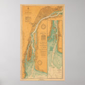 Detroit River Chart Map ポスター (正面)