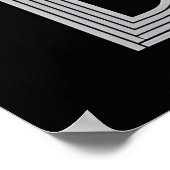 Detroit Skyline Black and White Woodcut Winter ポスター (角)