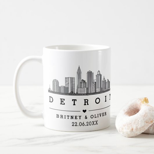 DETROIT Skyline – Custom Wedding favor コーヒーマグカップ (ドーナツ)