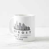 DETROIT Skyline – Custom Wedding favor コーヒーマグカップ (正面左)