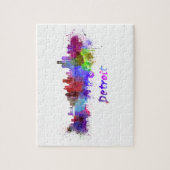 Detroit skyline in watercolor ジグソーパズル (縦)