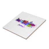 Detroit skyline in watercolor タイル (側面)