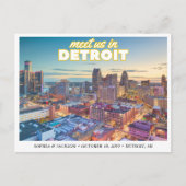 Detroit Wedding Save the Date Skyline Postcard ポストカード (正面)