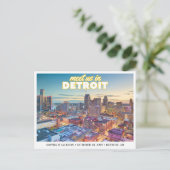 Detroit Wedding Save the Date Skyline Postcard ポストカード (スタンド正面)