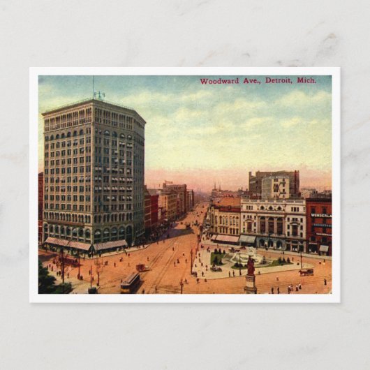 Detroit, Woodward Ave 1910s Vintage  ポストカード (正面)