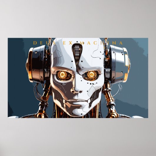 Deus Ex Machina White Gold Robot Portrait ポスター (正面)