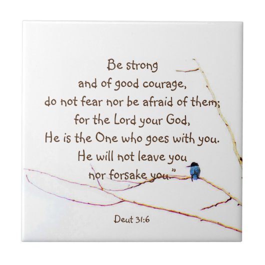 Deut 31:6あなた方は一人ではない聖書Kingfisher鳥 タイル (正面)