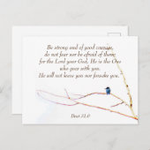 Deut 31:6あなた方は一人ではない聖書Kingfisher鳥 ポストカード (正面/裏面)