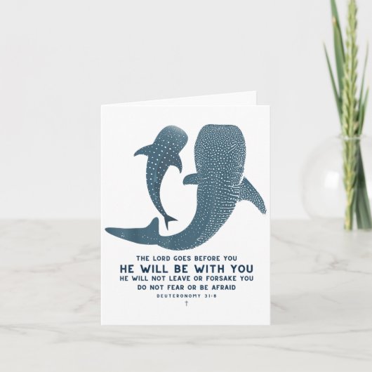 Deuteronomy 31_8 Whale Shark Christian Faith Pun O カード (正面)