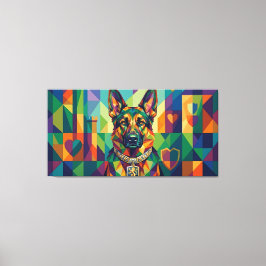 Deutscher Schäferhund Wappen Pop Art Portrait キャンバスプリント