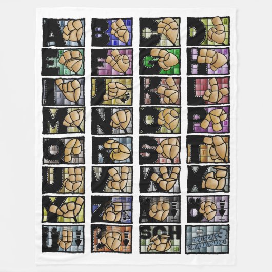 Deutsches Fingeralphabet 3 (2025) フリースブランケット (正面)