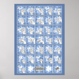 Deutsches Fingeralphabet 4 - blau / ポスター