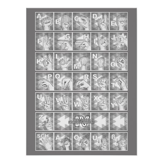 Deutsches Fingeralphabet 4 - grau / ポスター (正面)