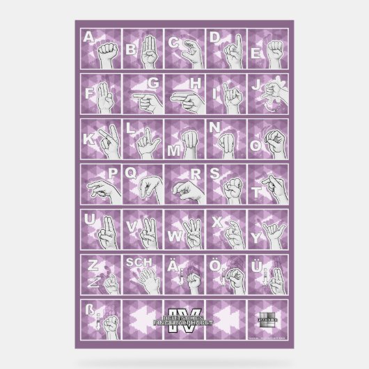 Deutsches Fingeralphabet 4 - lavendelgrau / アクリルサイン (正面)