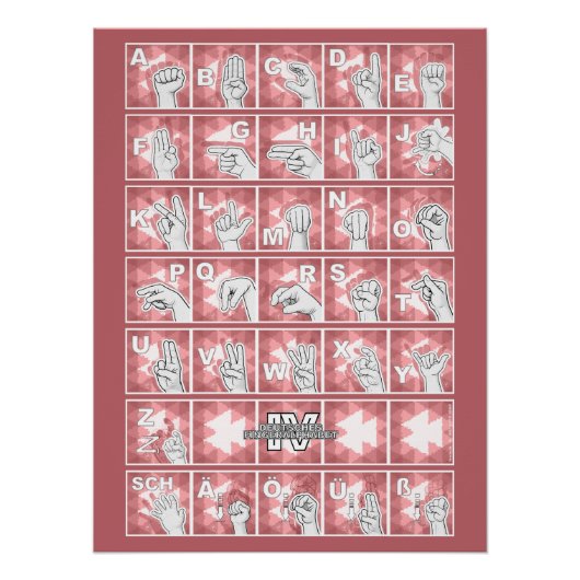 Deutsches Fingeralphabet 4 - rot / ポスター (正面)