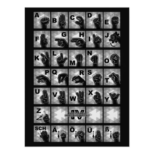 Deutsches Fingeralphabet 4 - schwarz / ポスター (正面)