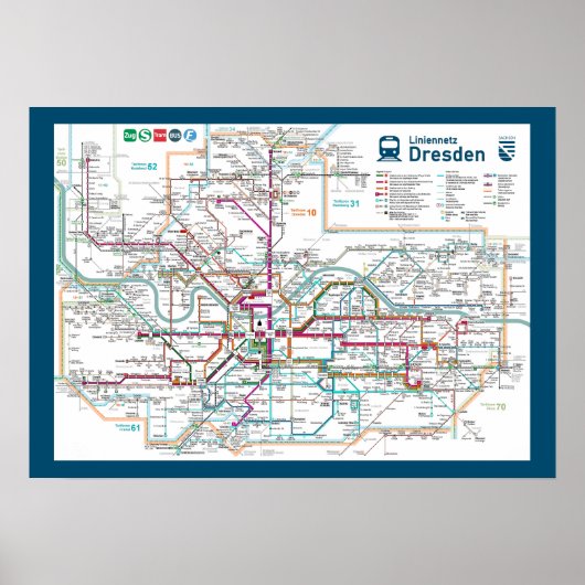 " Deutschland: 2022/heute Dresden - Liniennetz ... ポスター (正面)