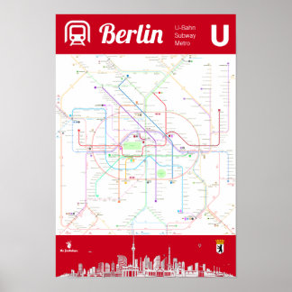 " Deutschland: BERLIN U-Bahn Metro MAP ... ポスター