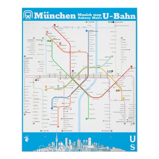 " Deutschland: München U-Bahn SUBWAYmap ... ポスター (正面)