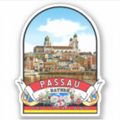 Deutschland Passau Vintage souvenir シール (正面)