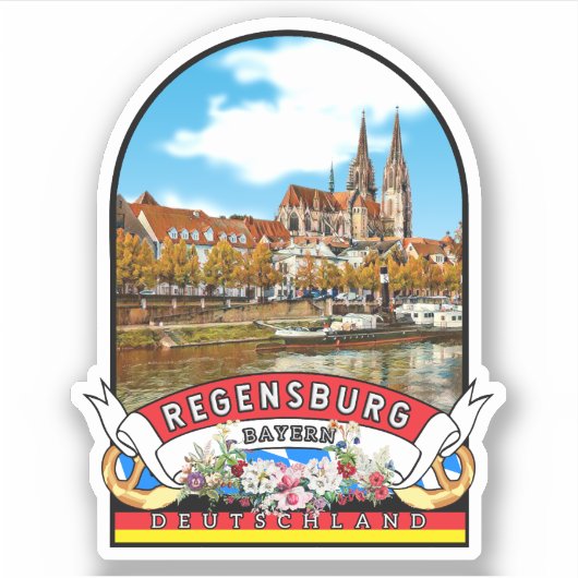 Deutschland Regensburg Vintage souvenir  シール (正面)