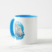 Deux adorables bébés phoques jouent dans l'eau. マグカップ (正面左)