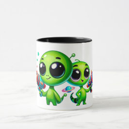 Deux aliens mignons avec des pistolets. マグカップ